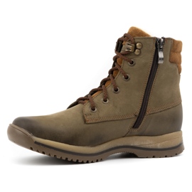 Olivier Dámská kožená trekingová obuv se šněrovací kotníčkovou obuví, zimní 360BB, olivová zelená 1