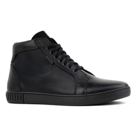 Olivier Pánské kožené boty, Chelsea boots, vysoké tenisky, 427KNT, černé černá 1