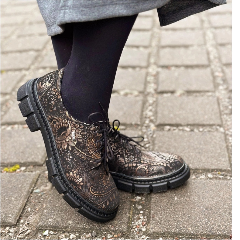 Olivier Dámské kožené boty se silnou podrážkou, květiny, 1 134 PLN vícebarevný 2