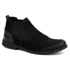 Olivier Pánské kožené nazouváky Chelsea boots 925MA Sw, černé černá 1