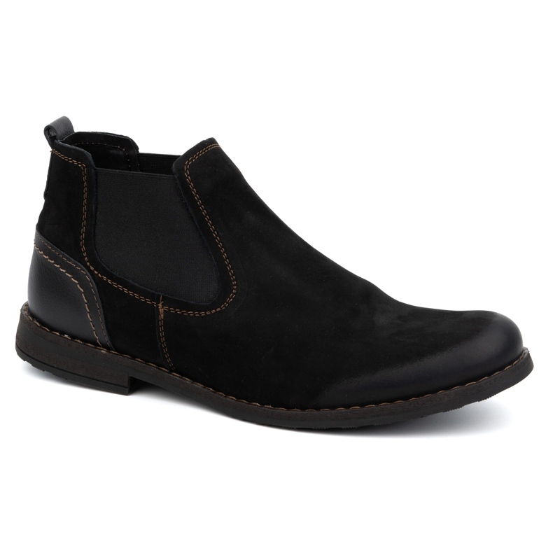 Olivier Pánské kožené nazouváky Chelsea boots 925MA Sw, černé černá 1