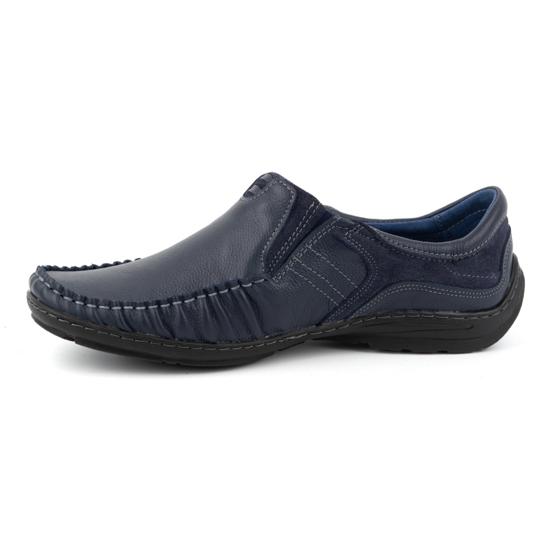 KOMODO Pánské boty, kožené slip-on mokasíny 627K, tmavě modrá modrý 1