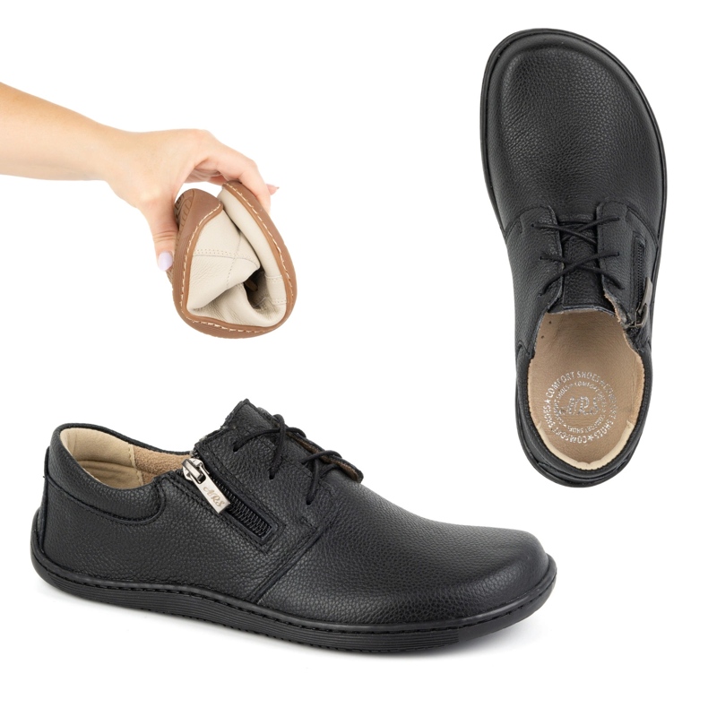 Olivier Dámské barefoot minimalistické kožené boty 1244 černá černý 1