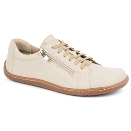 Olivier Dámské minimalistické barefoot kožené boty model 1243, béžová béžový 6