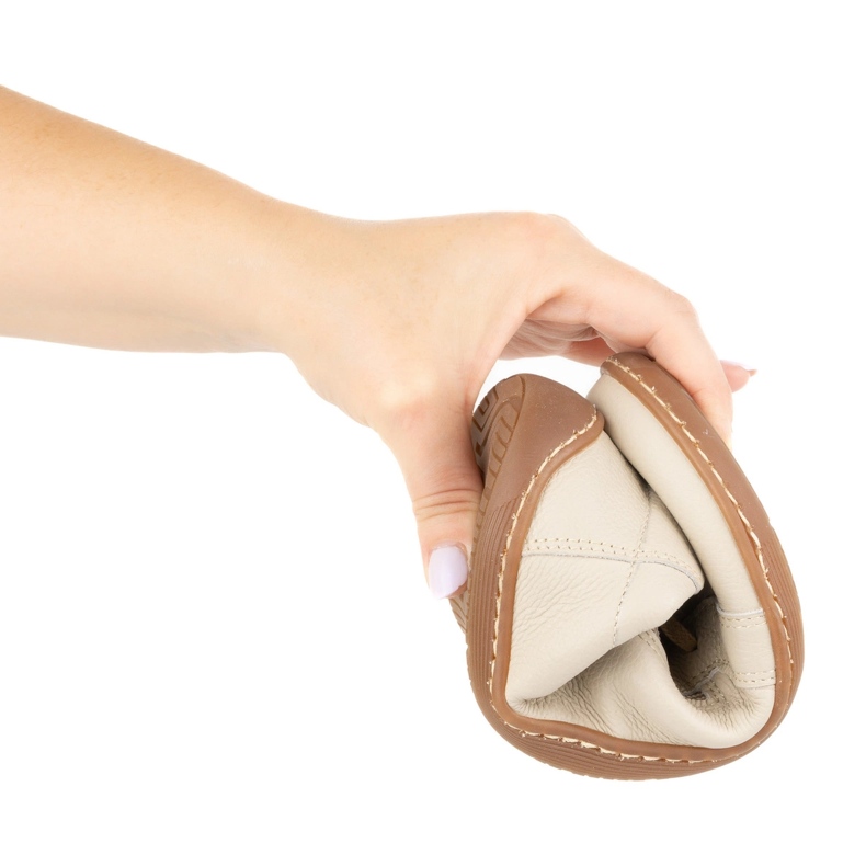 Olivier Dámské minimalistické barefoot kožené boty model 1243, béžová béžový 2