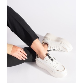 Bílé kožené tenisky na platformě bílý 2