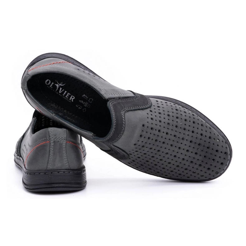 Olivier Pánské kožené mokasínové boty na léto 713MP šedé šedá 3 Olivier Pánské kožené mokasínové boty na léto 713MP šedé šedá 3