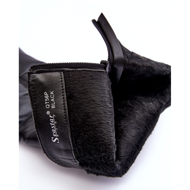 Kožené kozačky na vysokém podpatku nad kolena, černé hady černá 1