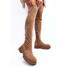 Evento Dámský byt -HEED Knee Boots Beige béžový 2