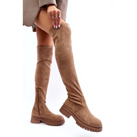 Evento Dámský byt -HEED Knee Boots Beige béžový 3