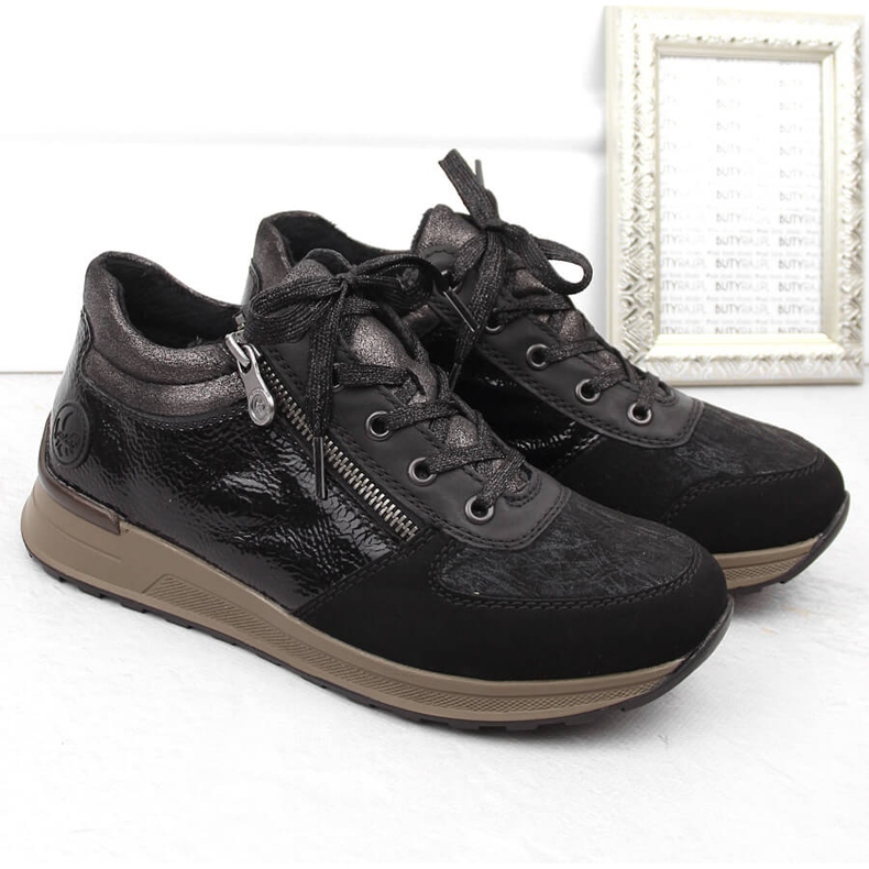 Dámské zateplené černé tenisky Rieker N1407-00 černý 2