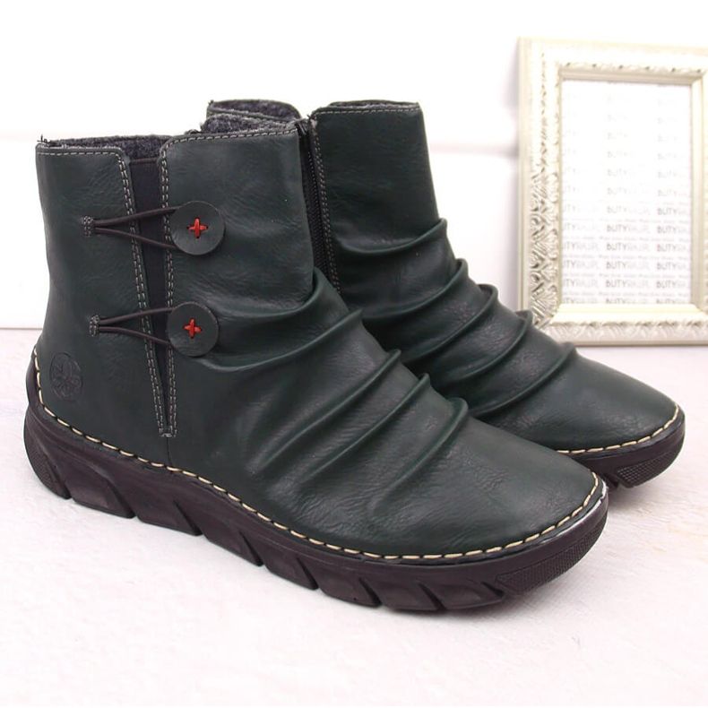 Zelené zateplené dámské kozačky Rieker 55052-54 zelený 2