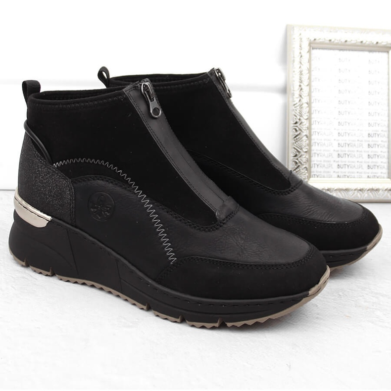 Dámské černé tenisky kozačky Rieker N6361-00 černý 2