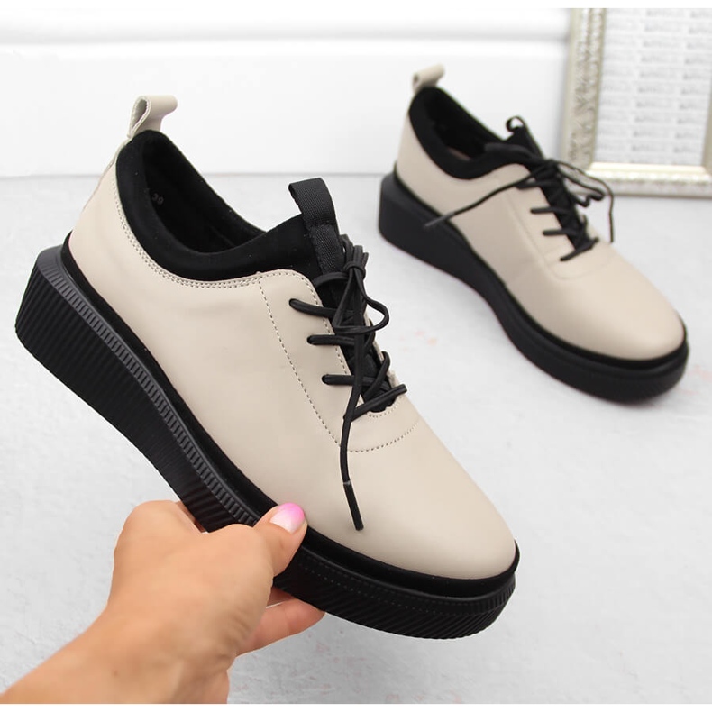 Dámské kožené slip-on boty, béžová, T.Sokolski J23-705 béžový 1