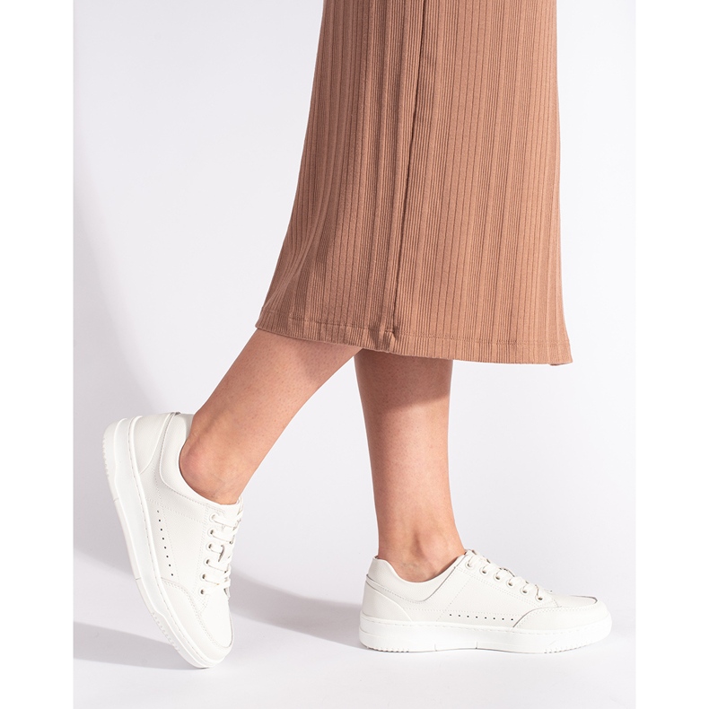 Bílé kožené tenisky s vysokou platformou bílý 1