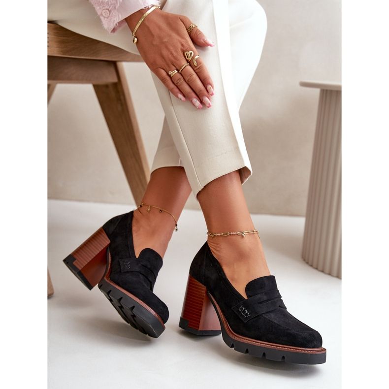 Dámské boty na vysokém podpatku vyrobené z ekologického semiše černá Vinceza 58105 2 Dámské boty na vysokém podpatku vyrobené z ekologického semiše černá Vinceza 58105 2