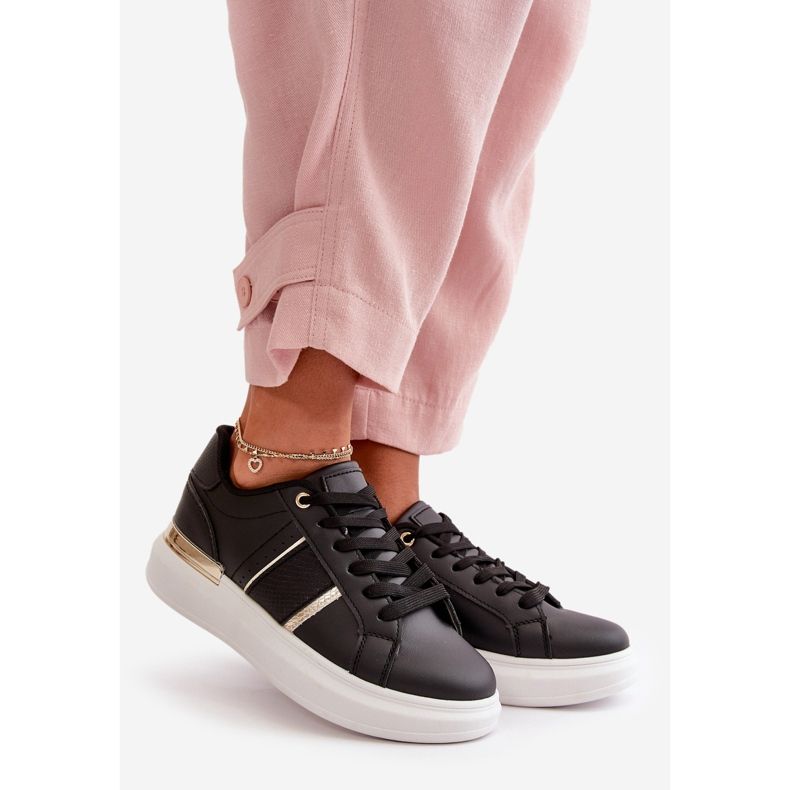 Módní dámské tenisky na platformě vyrobené z eko kůže, černá Nevisase 1