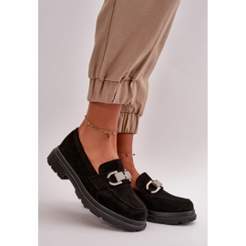 Dámské eko semišové mokasíny s ozdobou, černá Wistera 1