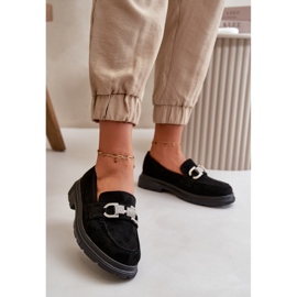 Dámské eko semišové mokasíny s ozdobou, černá Wistera 2