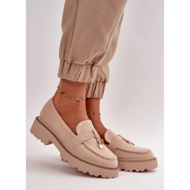 Dámské eko semišové mokasíny s ozdobou, světle béžová Verindalle béžový 1