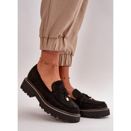 Dámské eko semišové mokasíny s ozdobou Black Verindalle černá 1