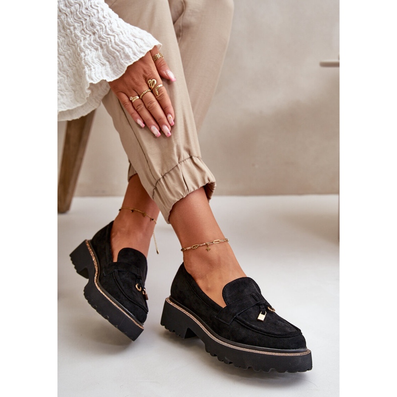 Dámské eko semišové mokasíny s ozdobou Black Verindalle černá 2