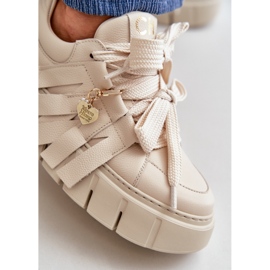 Dámské kožené tenisky na platformě Beige CheBello 4568 béžový 2