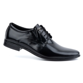 Olivier Společenská pánská kožená šněrovací obuv, elegantní 304LU, černá černý 1