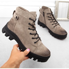 Dámské khaki kotníkové boty Potocki SZ12168 zelený 1