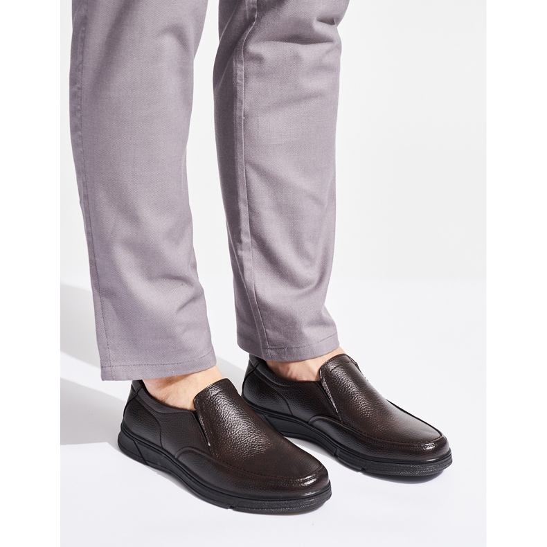 Hnědé pánské mokasíny vyrobené z ekologické kůže hnědý 1