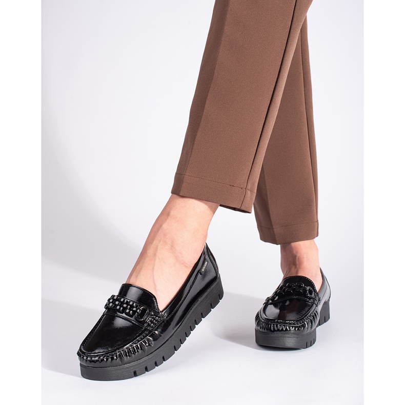 Goodin Dámské lakované boty se silnou podrážkou černá 1