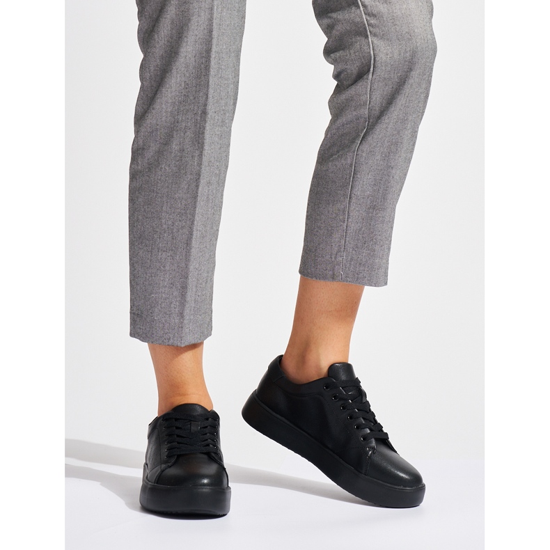 Sergio Leone Černá kůže svázaná sportovní tenisky dámské SP014 2