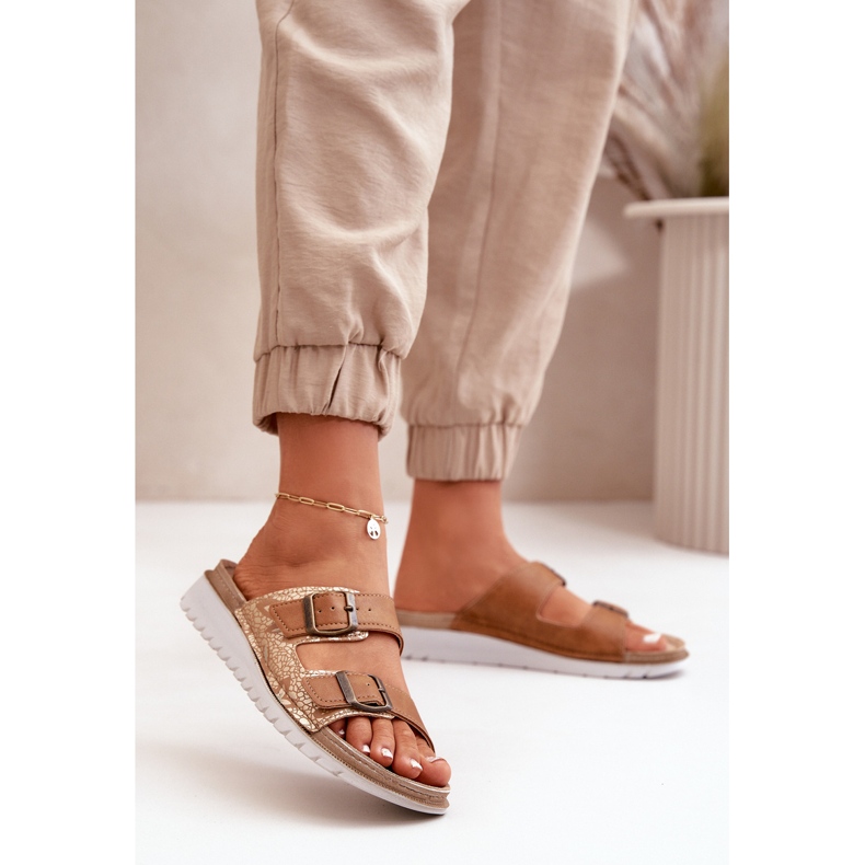 Dámské pohodlné žabky s přezkami Inblu CN000033 Brown hnědý 2 Dámské pohodlné žabky s přezkami Inblu CN000033 Brown hnědý 2