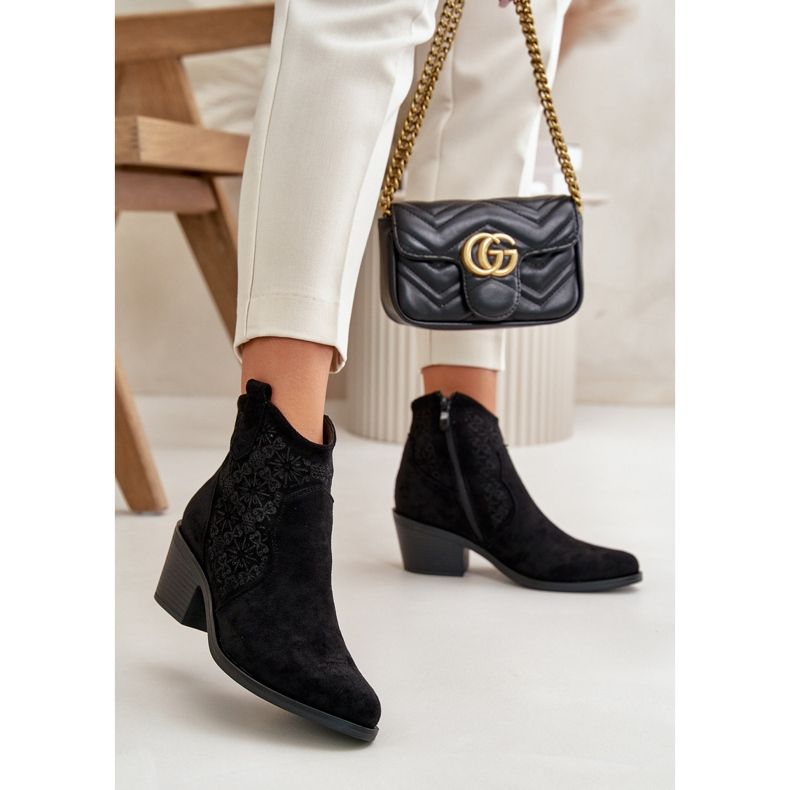 Prolamované kovbojské boty se zipem Eco Suede Black S.Barski HY42-944 černý 2