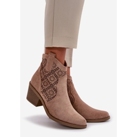 Prolamované kovbojské boty se zipem Eco Suede Béžová S.Barski HY42-944 béžový 1