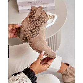 Prolamované kovbojské boty se zipem Eco Suede Béžová S.Barski HY42-944 béžový 2