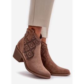 Prolamované kovbojské boty se zipem Eco Suede Brown S.Barski HY42-944 hnědý 1