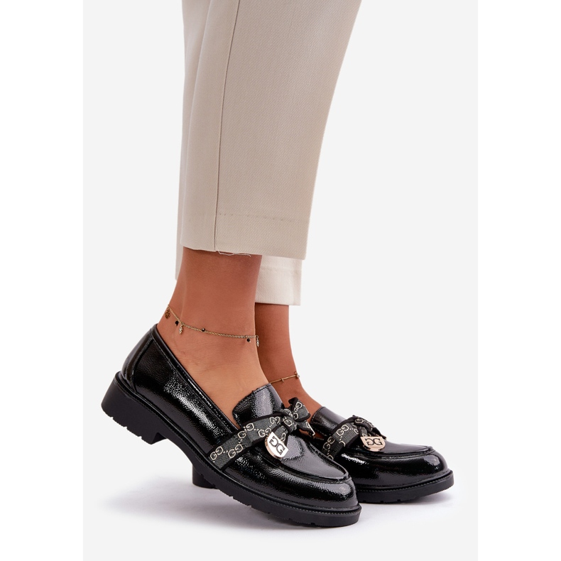 Patentované dámské mokasíny s mašlí S.Barski HY42-331A Černá 1