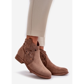 Dámské prolamované boty se zipem Hnědá S.Barski HY42-081 hnědý 1
