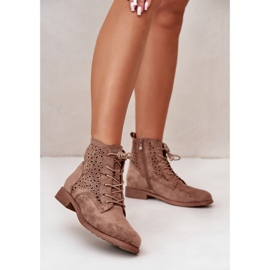 Dámské kotníkové boty se vzorem Hnědá S.Barski HY66-136 hnědý 2