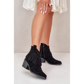 Dámské kovbojské boty se zipem Eco Suede Black S.Barski HY42-127 černý 2