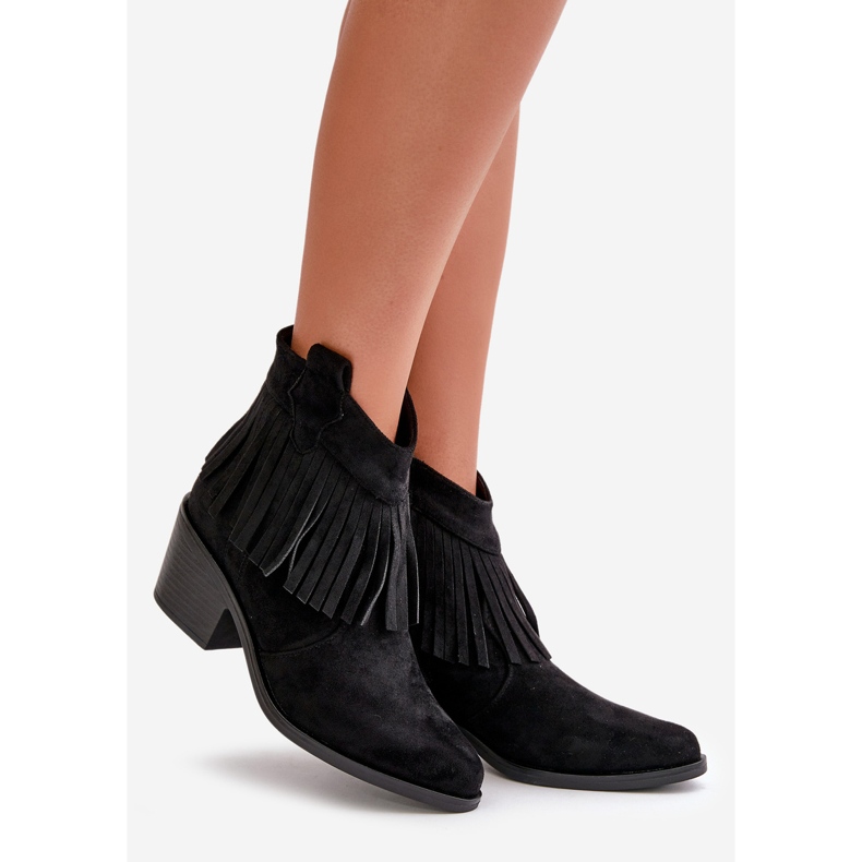 Dámské kovbojské boty se zipem Eco Suede Black S.Barski HY42-127 černý 1