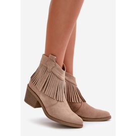 Dámské kovbojské boty se zipem Eco Suede Béžová S.Barski HY42-127 béžový 1