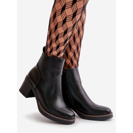 Zateplené dámské kozačky na vysokém podpatku z eko kůže Black Irittes černá 1