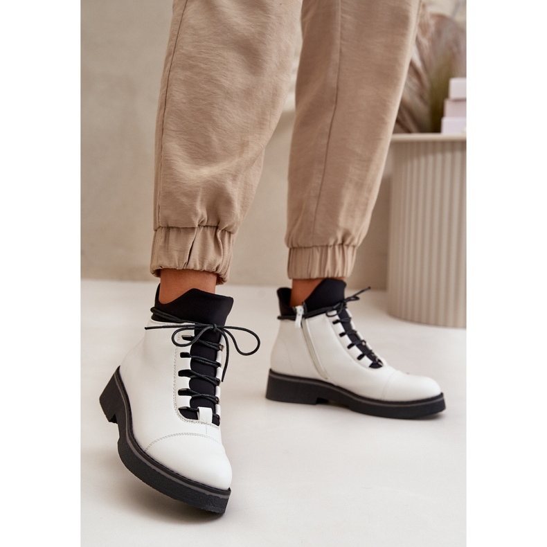 Dámské zateplené nízké kozačky, eko kůže, bílá bílý 2