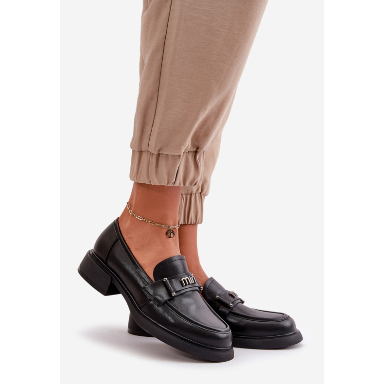 Elegantní dámské mokasíny vyrobené z přírodní kůže, černá Vinceza 91114 1