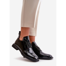 Dámské patentované nazouvací boty vyrobené z přírodní kůže, černá Vinceza 91120 1