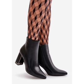 Dámské kotníkové boty na vysokém podpatku, zapínání na zip, teplé, eko kůže, černá Mevair 1