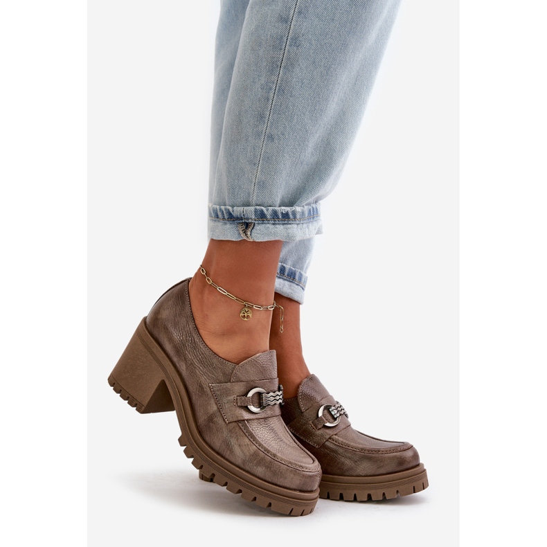 Zazoo 20175 dámské boty na vysokém podpatku, přírodní kůže, tmavě béžová béžový 1