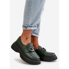 Dámské mokasínové boty Zazoo 20176, přírodní kůže, tmavě zelená 1